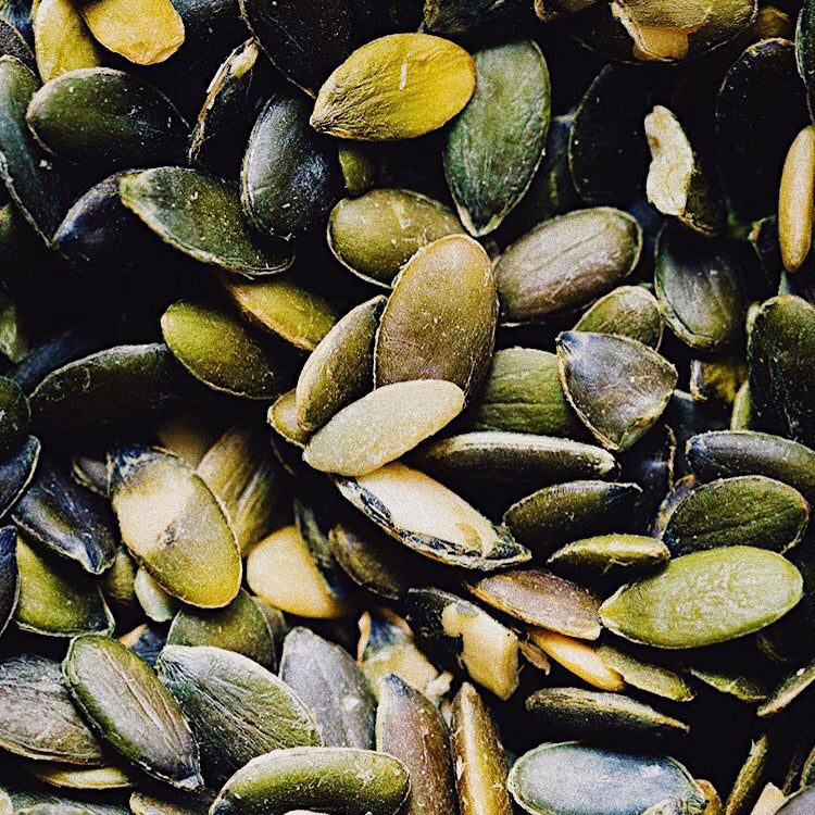 Close up of green pumpkin seeds